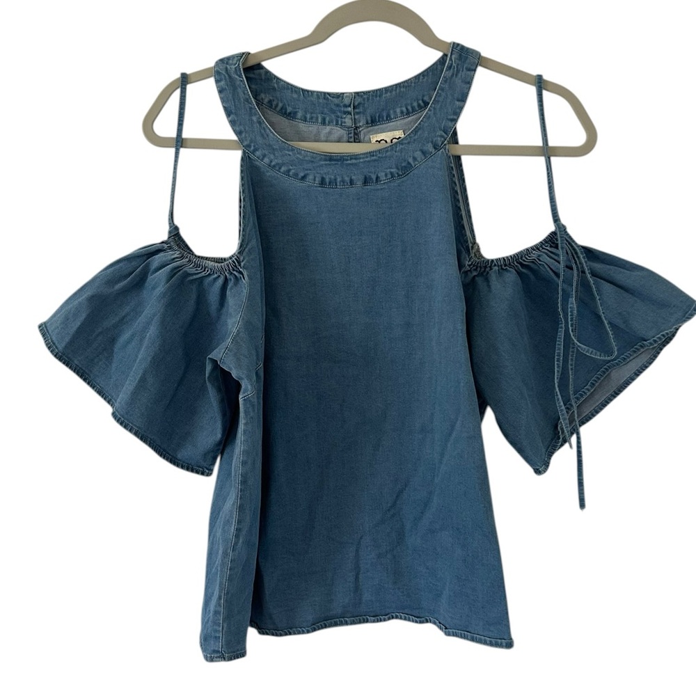 Light Blue Wash PP LA Top Shirt Denim Style Boutique Design Women’s Size Large!